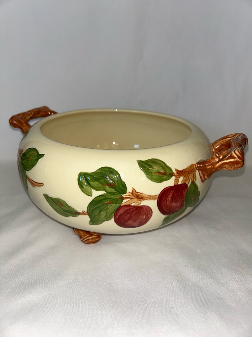 Franciscan Apple Footed Vegetable Serving Bowl USA Vintage Handled Serving Dish